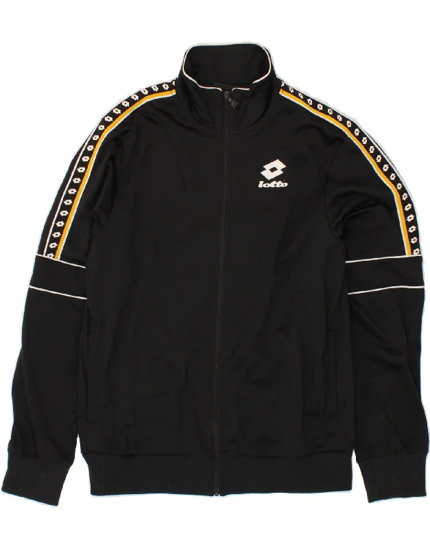 Weekend Wear LOTTO Boys Graphic Tracksuit Top Jacket 15-16 Years XL Black Polyester