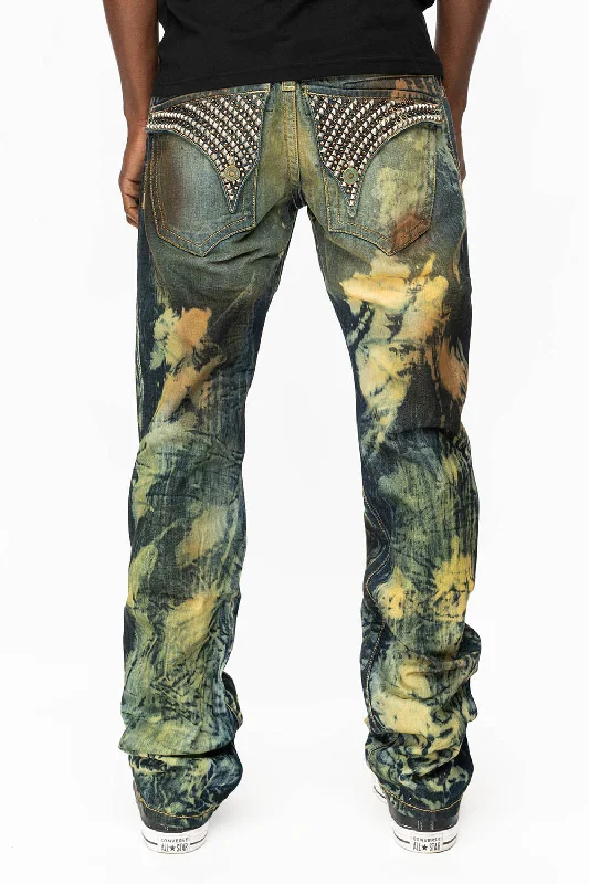 Weekend Comfort Wear KILLER FLAP STRAIGHT LEG JEANS WITH FULL CRYSTALS AND STUDS IN TOPANGA CANYON WASH Weekend Comfort Wear KILLER FLAP STRAIGHT LEG JEANS WITH FULL CRYSTALS AND STUDS IN TOPANGA CANYON WASH