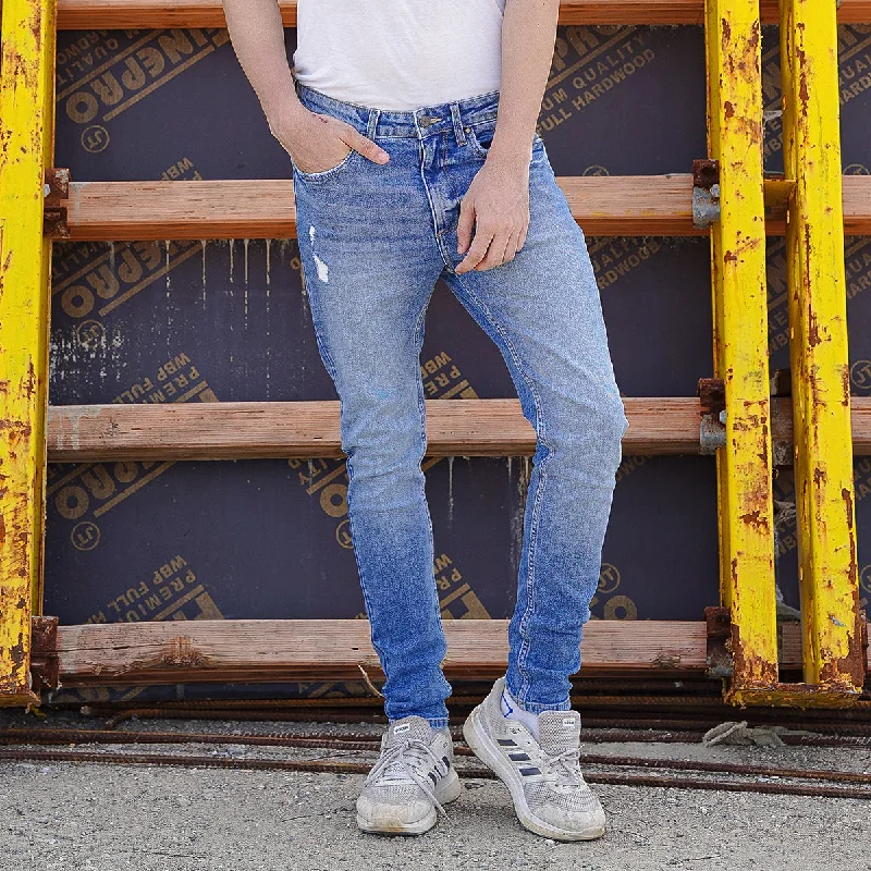 Lounge Wear Skinny Fit Jeans - Mid Blue Wash