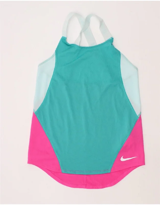 Cozy Shirts NIKE Girls Vest Top 8-9 Years Small Multicoloured Colourblock Sports