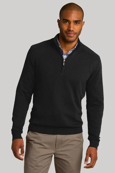 Soft Fabrics Men's Quarter Zip Sweater - Black