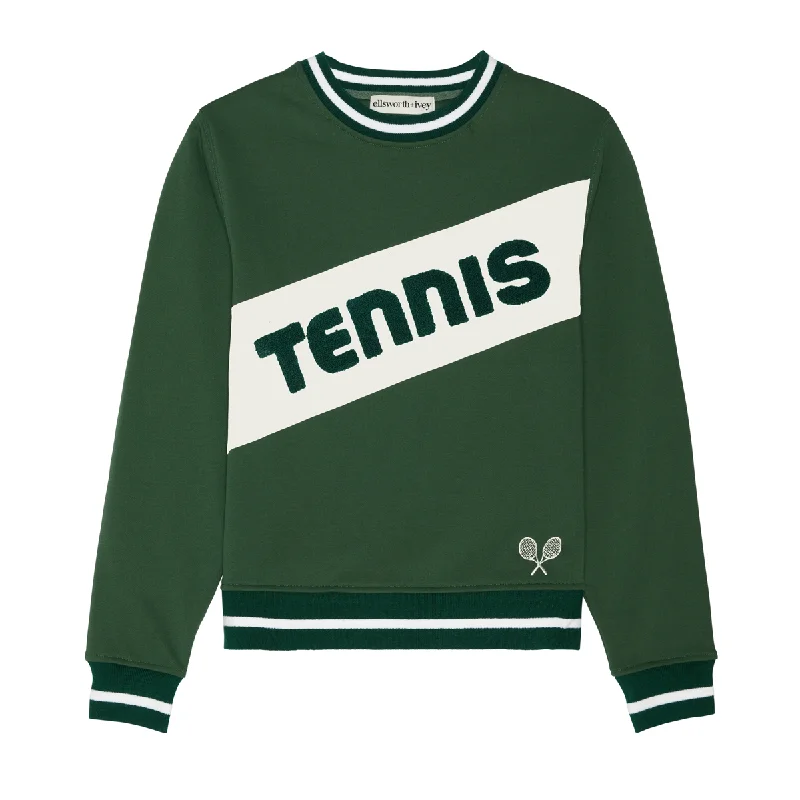 Relaxed Looks Retro Block Tennis Sweatshirt in Green