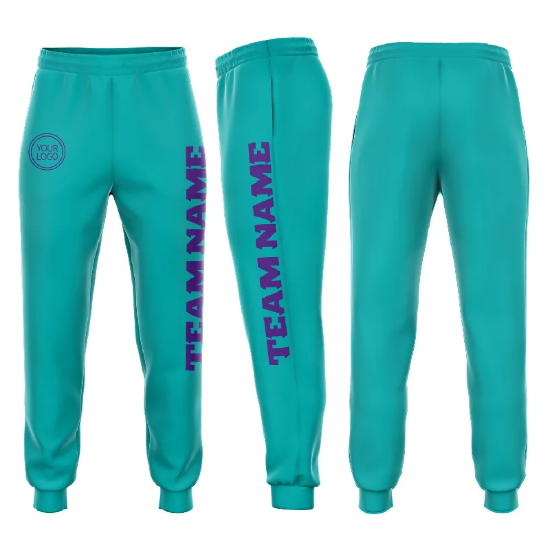 Boutique Recommendation Custom Aqua Purple Fleece Jogger Sweatpants