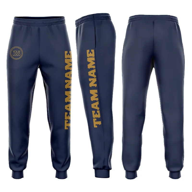 Romantic And Fresh Custom Navy Old Gold Fleece Jogger Sweatpants