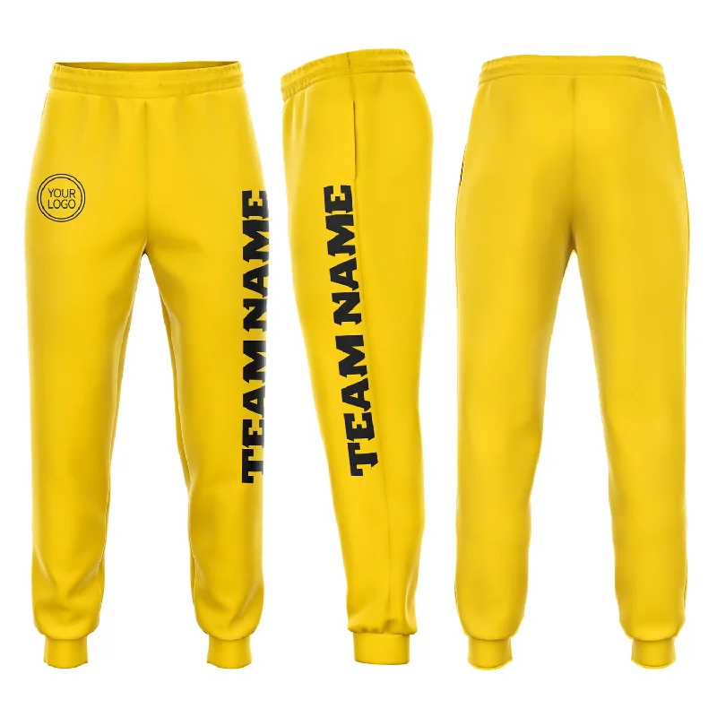 French Style Custom Gold Black Fleece Jogger Sweatpants