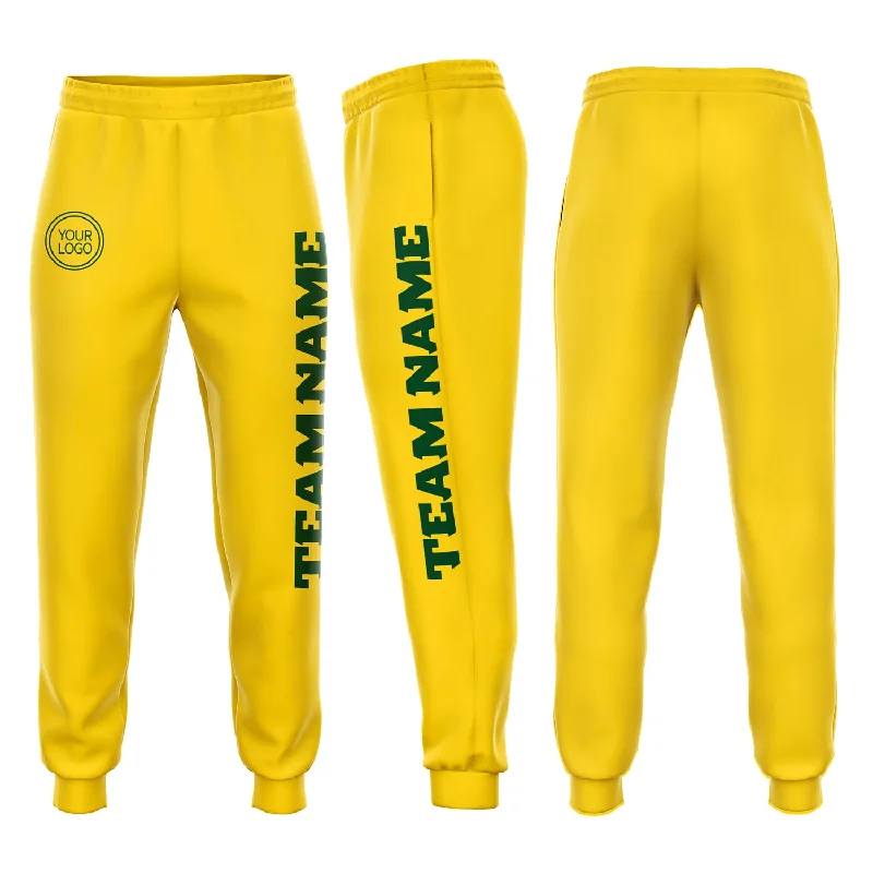 Short Design Custom Gold Green Fleece Jogger Sweatpants