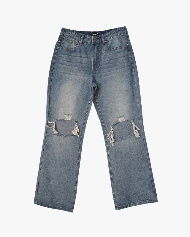 Youthful Street Fashion EPTM DISTRESSED BAGGY JEANS - DENIM BLUE