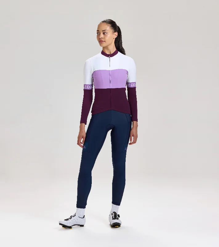 Classic Retro Womens Sport Tricolour Long Sleeve Jersey