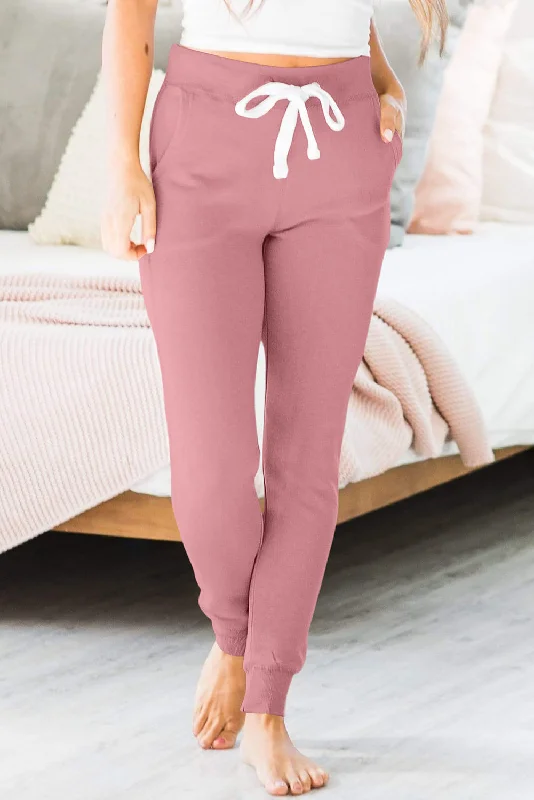 Elegant Temperament Drawstring Joggers with Pockets