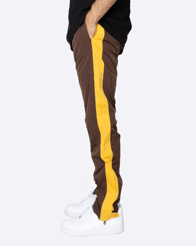 Age-reducing Style EPTM NYLON BASIC TRACK PANTS-BROWN/MUSTARD