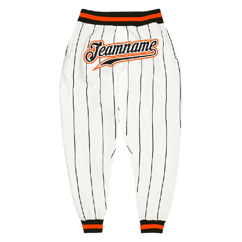 Spiritual Vitality Custom White Black Pinstripe Black-Orange Sports Pants