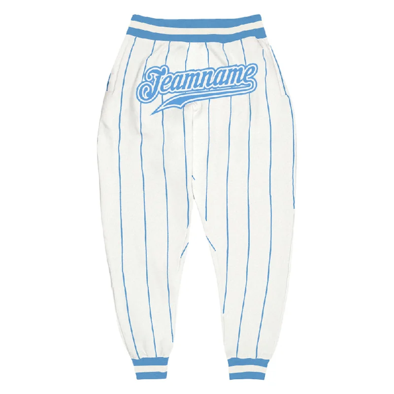 Versatile Items Custom White Light Blue Pinstripe Light Blue-White Sports Pants