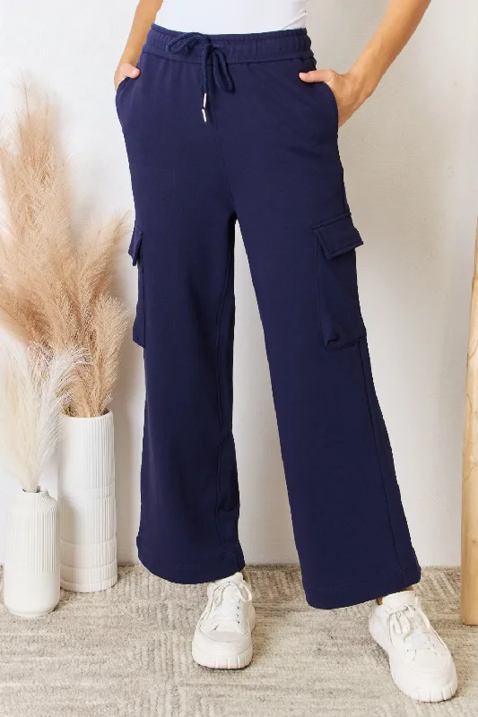 Lively And Youthful RISEN Drawstring Relaxed Cargo Wide Leg Pants