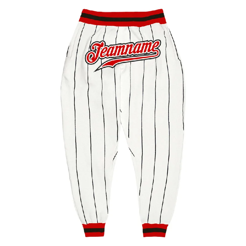 Street Charm Custom White Black Pinstripe Red-Black Sports Pants