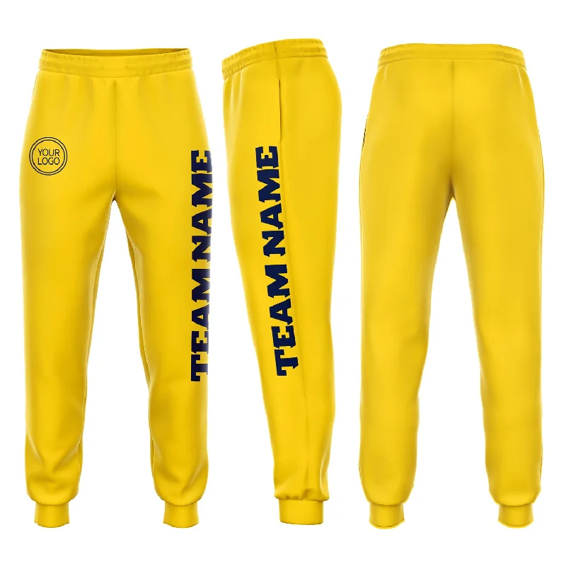 High Street Style Custom Gold Navy Fleece Jogger Sweatpants