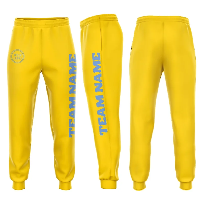 Exclusive Customization Custom Gold Light Blue Fleece Jogger Sweatpants