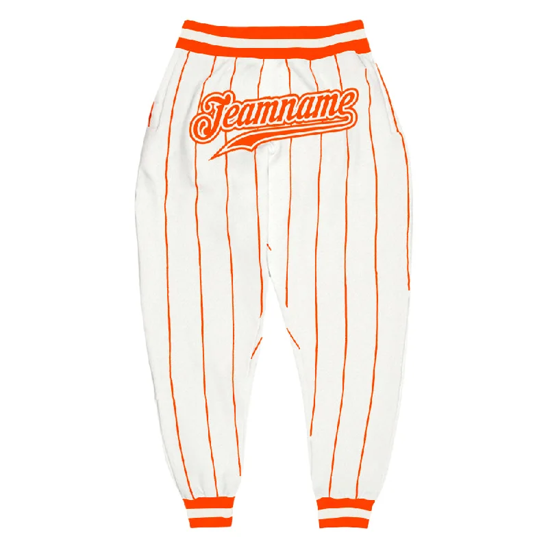 Carefree Custom White Orange Pinstripe Orange-White Sports Pants