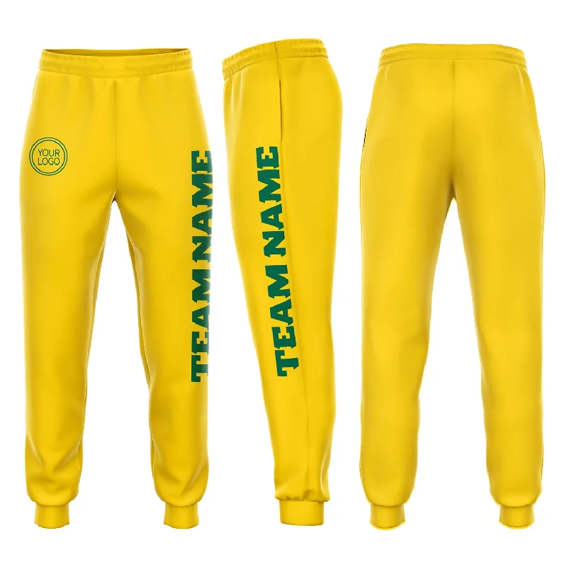 Sweet Style Custom Gold Kelly Green Fleece Jogger Sweatpants