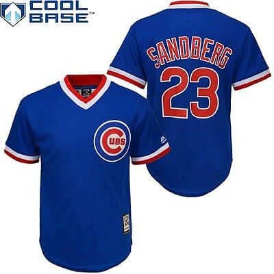 Exquisite Embroidery Chicago Cubs Youth MLB Official #23 Ryne Sandberg Cool Base Cooperstown Jersey - Blue Exquisite Embroidery Chicago Cubs Youth MLB Official #23 Ryne Sandberg Cool Base Cooperstown Jersey - Blue