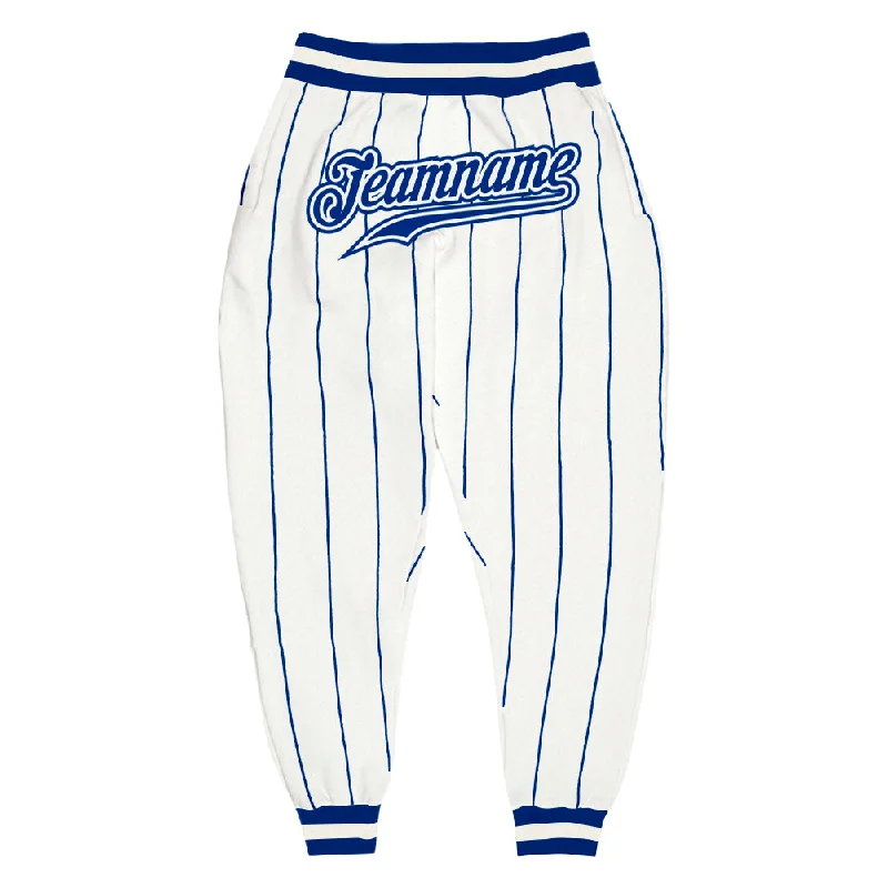 Fresh And Natural Custom White Royal Pinstripe Royal-White Sports Pants