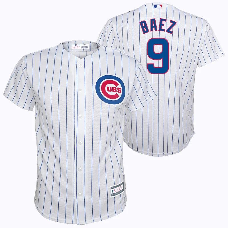 New Season Series Chicago Cubs Youth Majestic #9 Javier Baez Home Printed Jersey - White New Season Series Chicago Cubs Youth Majestic #9 Javier Baez Home Printed Jersey - White
