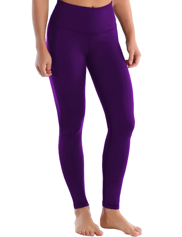 Bright Colors High Waist Side Line Yoga Pants eggplantpurple