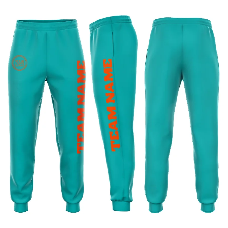 Fashionable Items Custom Aqua Orange Fleece Jogger Sweatpants