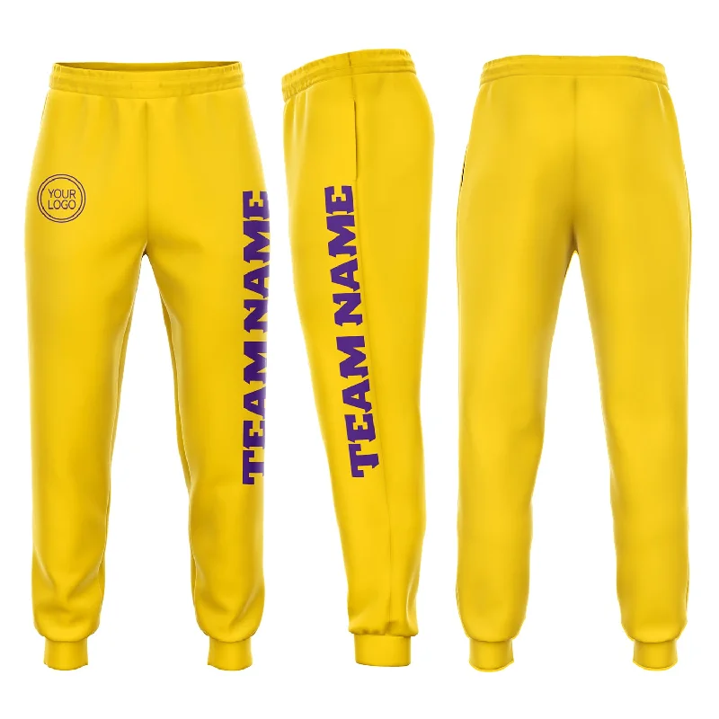 British Style Custom Gold Purple Fleece Jogger Sweatpants