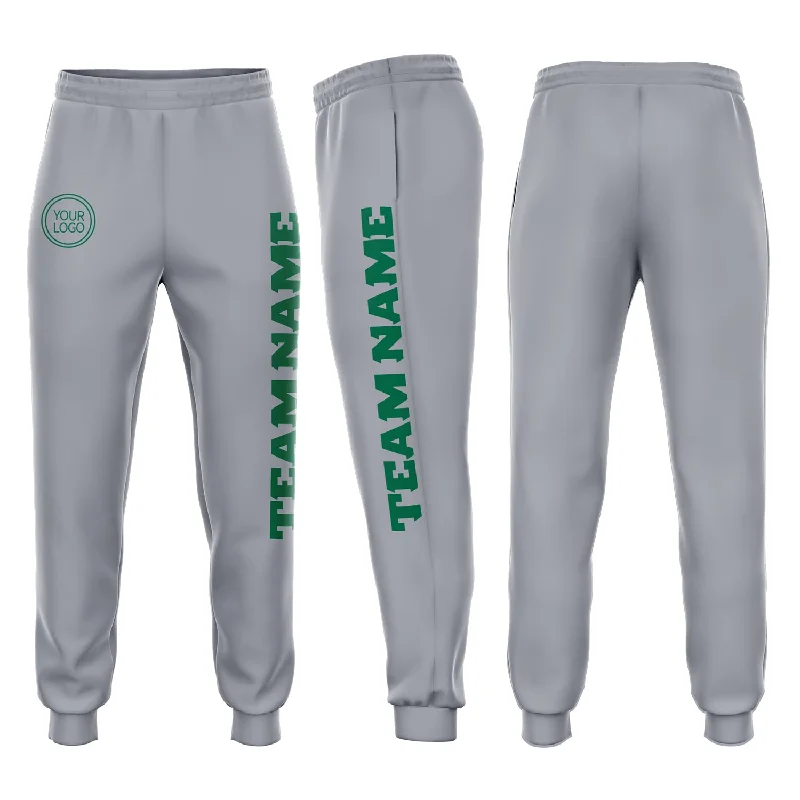 Versatile Items Custom Gray Kelly Green Fleece Jogger Sweatpants