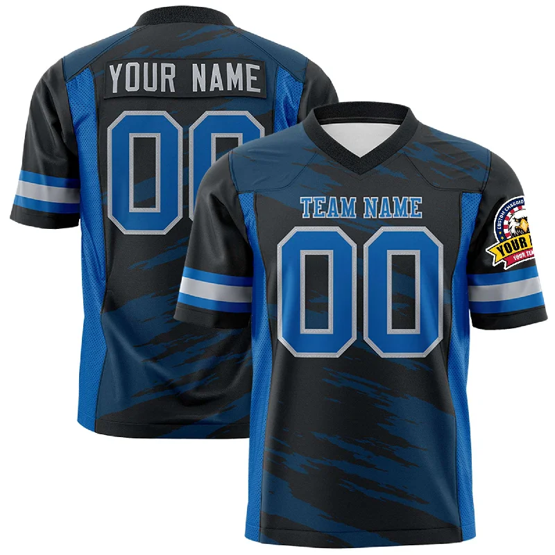 Cozy Chic Trends Custom Black Light Blue Personalized Scratch Pattern Design Authentic Football Jersey Cozy Chic Trends Custom Black Light Blue Personalized Scratch Pattern Design Authentic Football Jersey