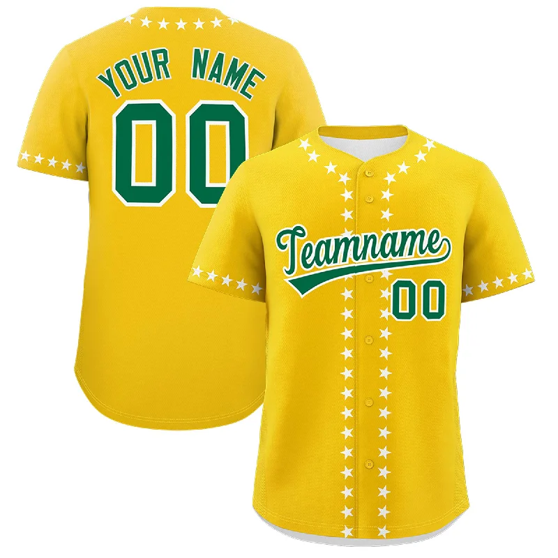 Celebrity Must-have Custom Gold White Star Ribbing Authentic Baseball Jersey