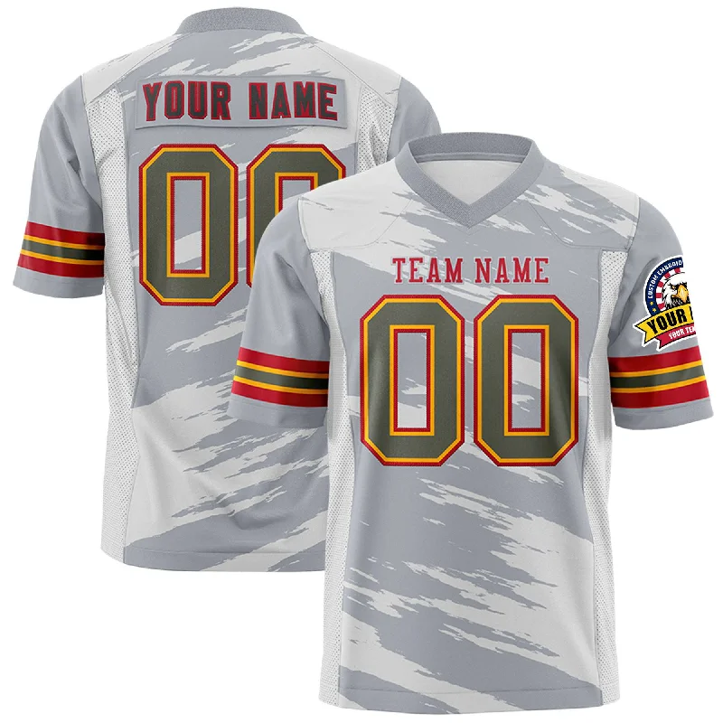 Breezy Outfits Custom Gray Light Gray Personalized Scratch Pattern Design Authentic Football Jersey Breezy Outfits Custom Gray Light Gray Personalized Scratch Pattern Design Authentic Football Jersey