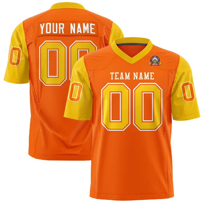 Must-have For Autumn And Winter Custom Orange Gold Personalized Raglan Sleeves Design Authentic Football Jersey Must-have For Autumn And Winter Custom Orange Gold Personalized Raglan Sleeves Design Authentic Football Jersey