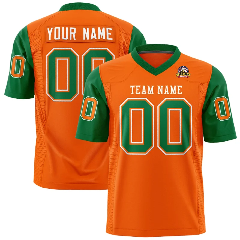 Personalized Series Custom Orange Kelly Green Personalized Raglan Sleeves Design Authentic Football Jersey Personalized Series Custom Orange Kelly Green Personalized Raglan Sleeves Design Authentic Football Jersey