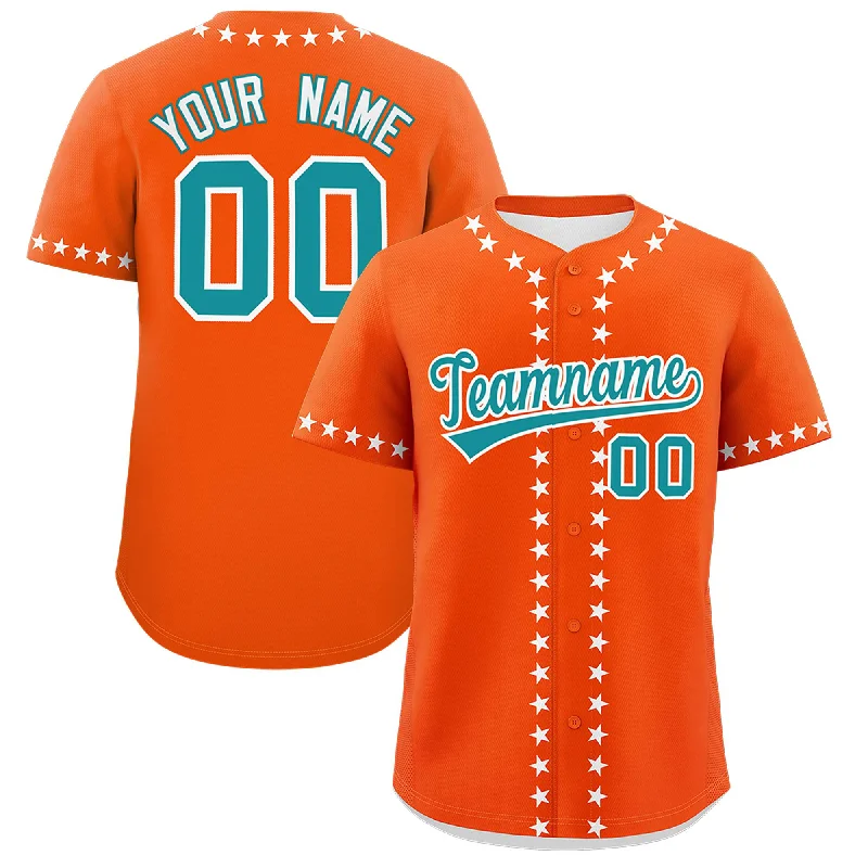 Personal Design Custom Orange White Star Ribbing Authentic Baseball Jersey