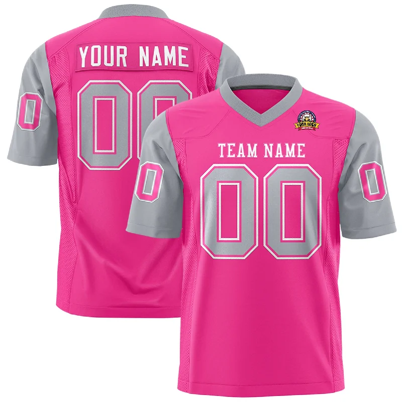 Sports Fashion Custom Pink Gray Personalized Raglan Sleeves Design Authentic Football Jersey Sports Fashion Custom Pink Gray Personalized Raglan Sleeves Design Authentic Football Jersey