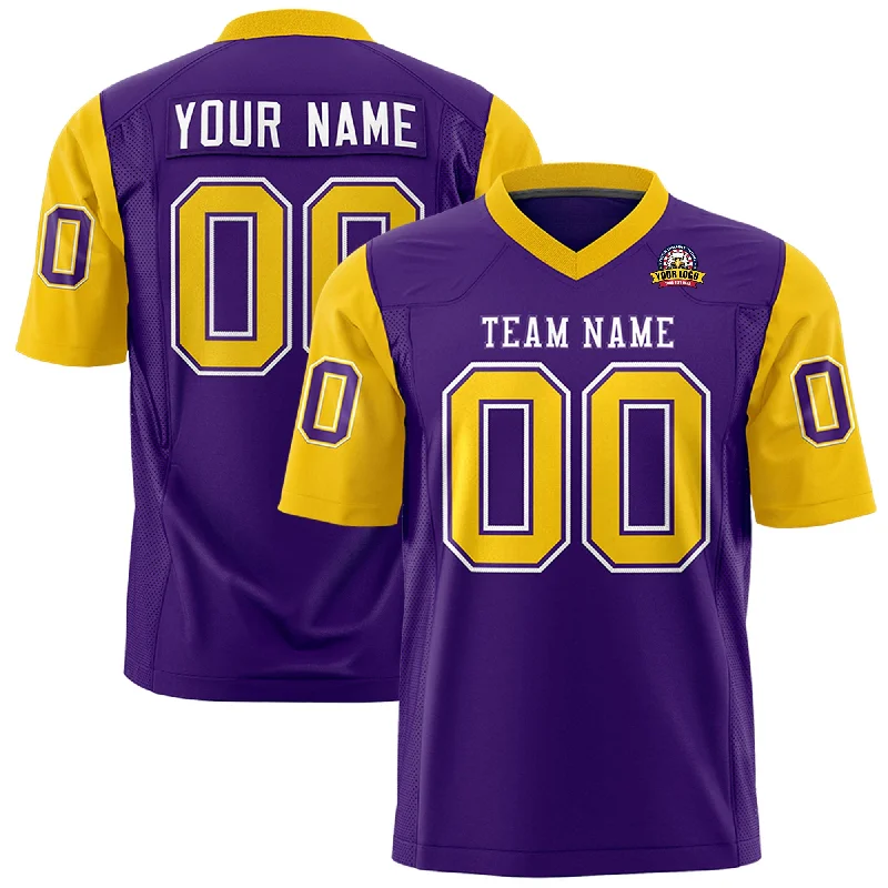 Fashion Innovation Custom Purple Gold Personalized Raglan Sleeves Design Authentic Football Jersey Fashion Innovation Custom Purple Gold Personalized Raglan Sleeves Design Authentic Football Jersey