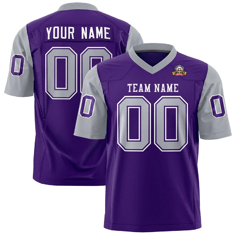 Personalized Wear Custom Purple Gray Personalized Raglan Sleeves Design Authentic Football Jersey Personalized Wear Custom Purple Gray Personalized Raglan Sleeves Design Authentic Football Jersey