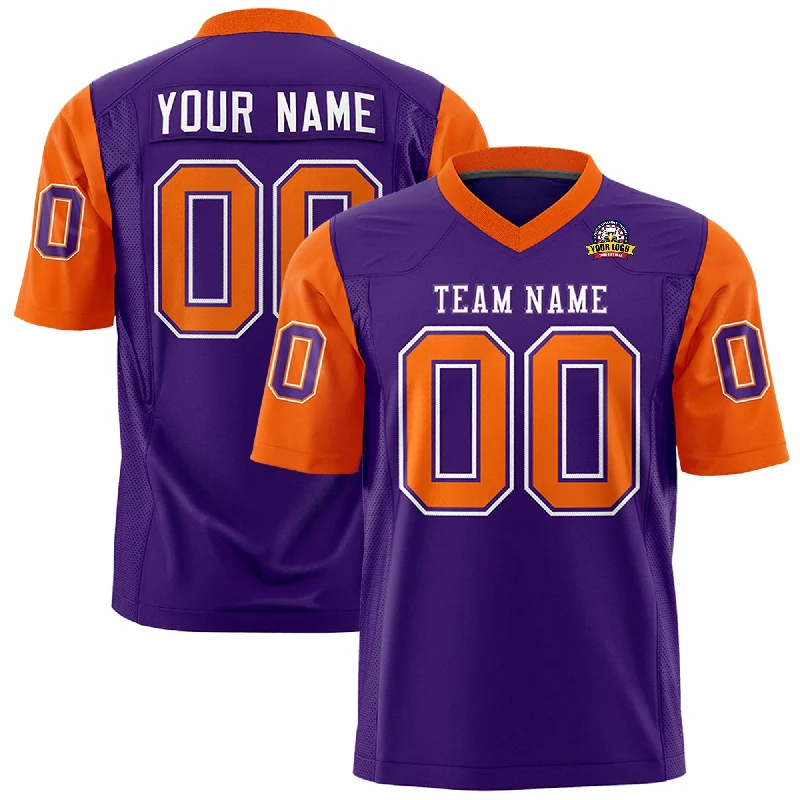 Personalized Design Custom Purple Orange Personalized Raglan Sleeves Design Authentic Football Jersey Personalized Design Custom Purple Orange Personalized Raglan Sleeves Design Authentic Football Jersey