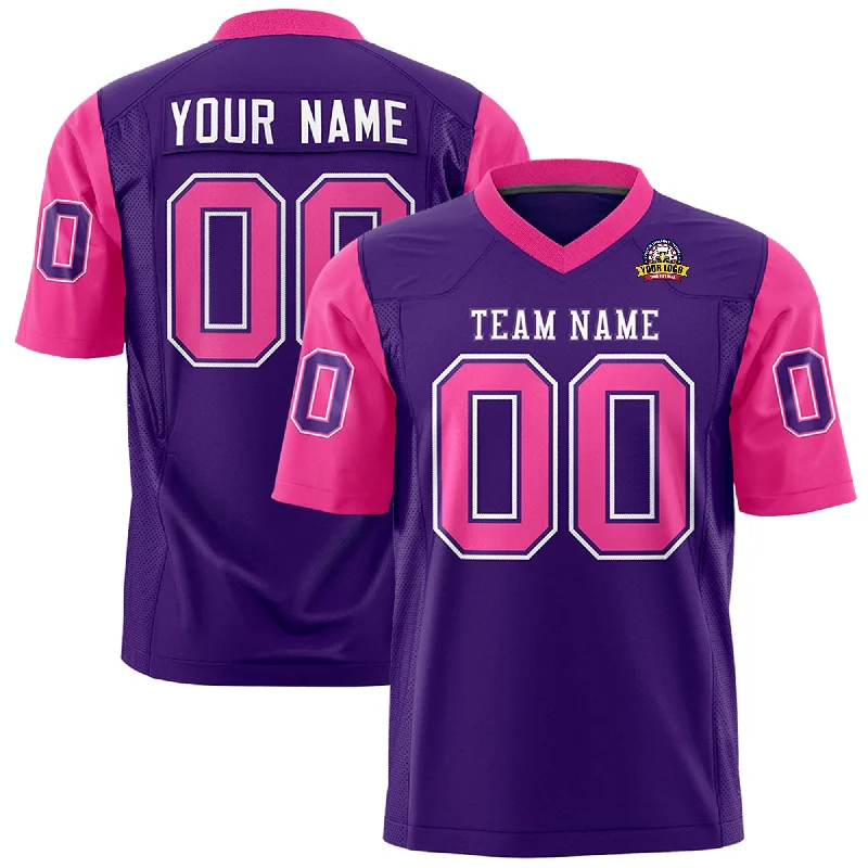 Cute Design Custom Purple Pink Personalized Raglan Sleeves Design Authentic Football Jersey Cute Design Custom Purple Pink Personalized Raglan Sleeves Design Authentic Football Jersey