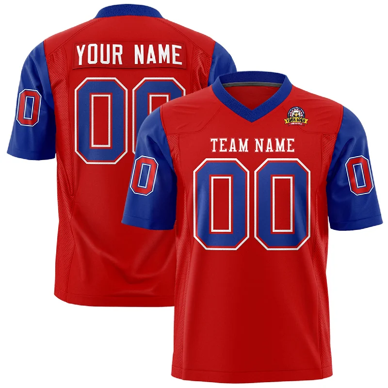 Soft Style Custom Red Royal Personalized Raglan Sleeves Design Authentic Football Jersey Soft Style Custom Red Royal Personalized Raglan Sleeves Design Authentic Football Jersey