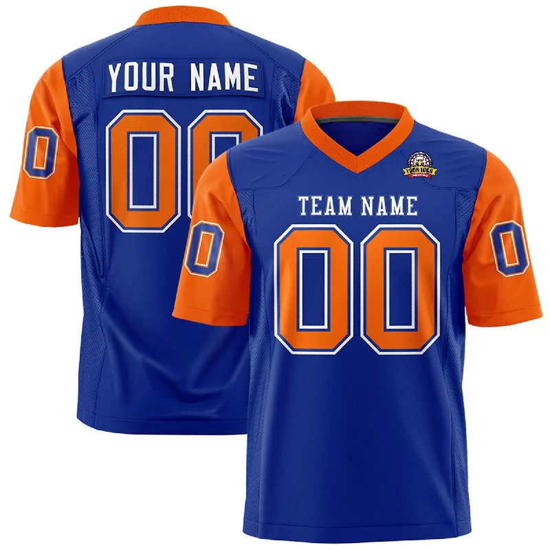 Weekend Wear Custom Royal Orange Personalized Raglan Sleeves Design Authentic Football Jersey Weekend Wear Custom Royal Orange Personalized Raglan Sleeves Design Authentic Football Jersey