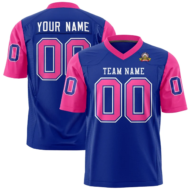 Cozy Dress Custom Royal Pink Personalized Raglan Sleeves Design Authentic Football Jersey Cozy Dress Custom Royal Pink Personalized Raglan Sleeves Design Authentic Football Jersey