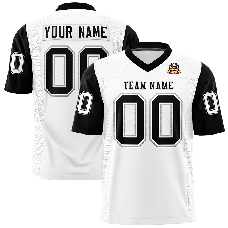 Easy Chic Wear Custom White Black Personalized Raglan Sleeves Design Authentic Football Jersey Easy Chic Wear Custom White Black Personalized Raglan Sleeves Design Authentic Football Jersey