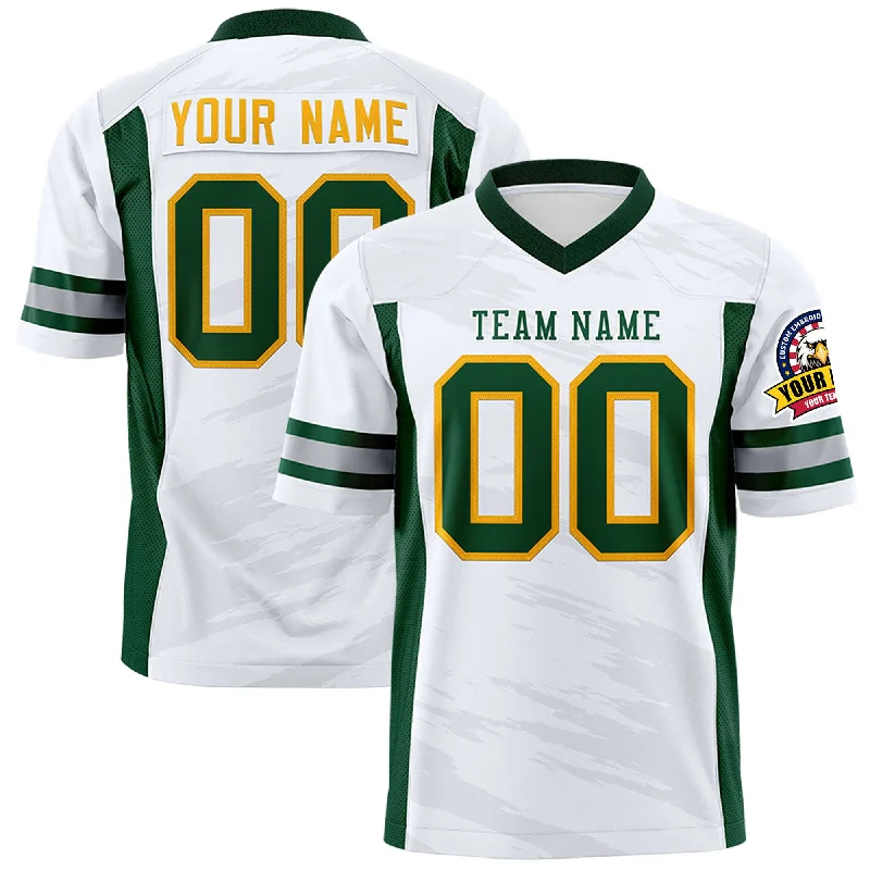 Soft Wearables Custom White Light Gray Personalized Scratch Pattern Design Authentic Football Jersey Soft Wearables Custom White Light Gray Personalized Scratch Pattern Design Authentic Football Jersey