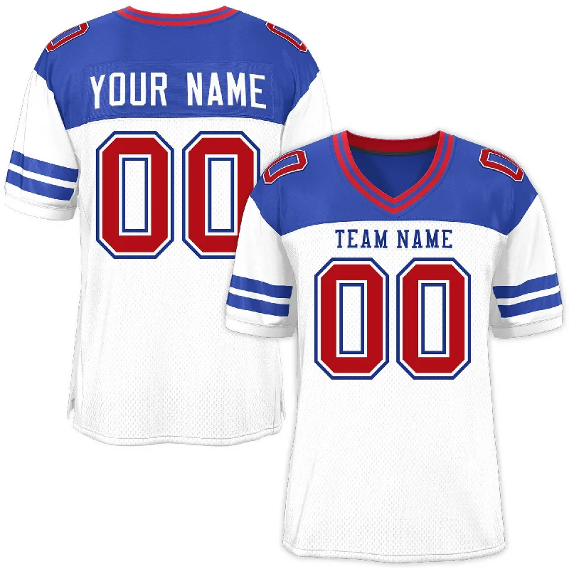 Fashion Must-have Custom White Royal Personalized Color Block Authentic Football Jersey Fashion Must-have Custom White Royal Personalized Color Block Authentic Football Jersey