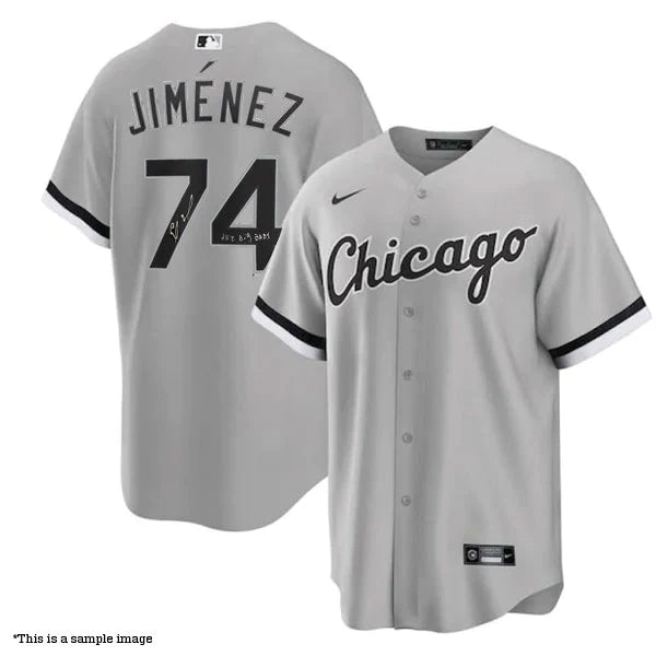 Leisure Sports Eloy Jimenez Autographed "Big Baby" White Sox Grey Replica Jersey