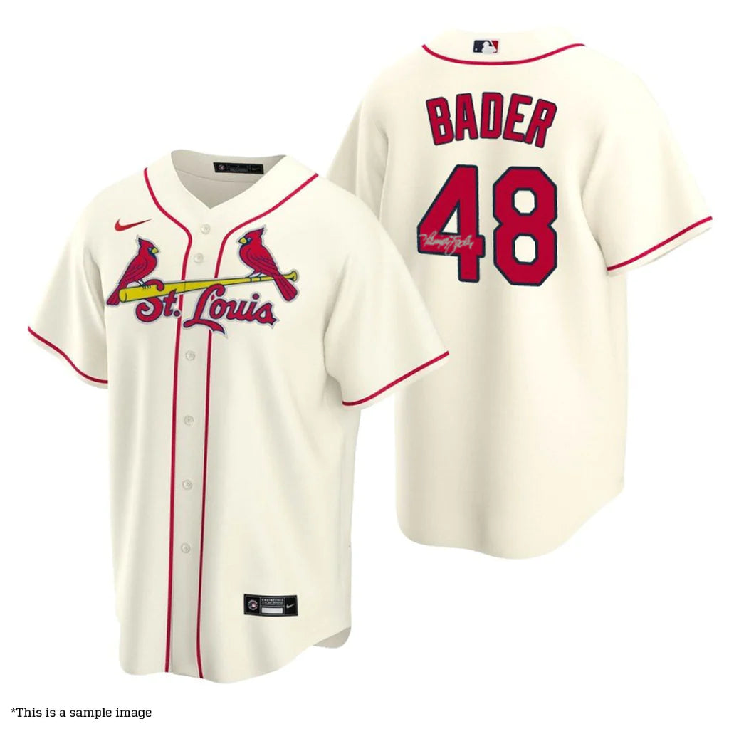 Fashion Must-have Harrison Bader Autographed Ivory Replica St. Louis Cardinals Jersey (Signed in Silver) Fashion Must-have Harrison Bader Autographed Ivory Replica St. Louis Cardinals Jersey (Signed in Silver)