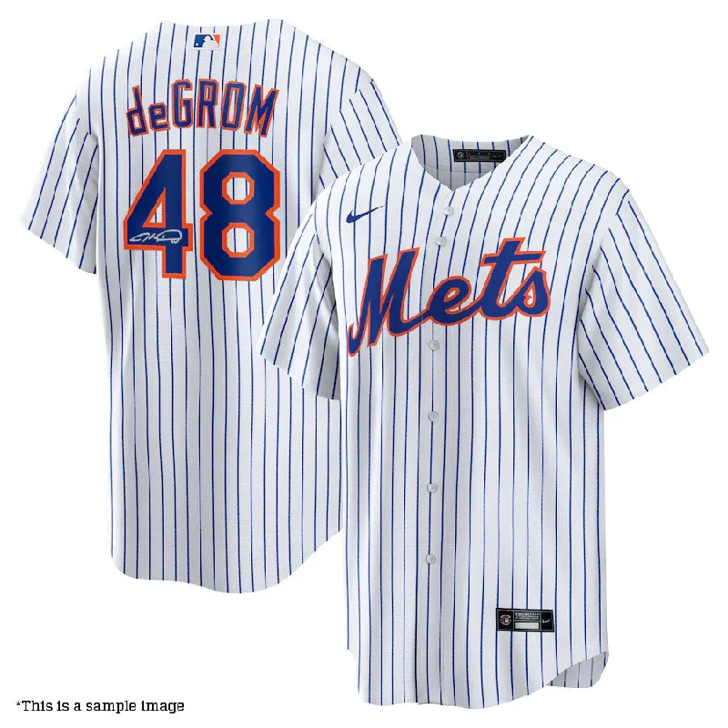 Personal Charm Jacob deGrom Autographed Mets Replica Home Jersey