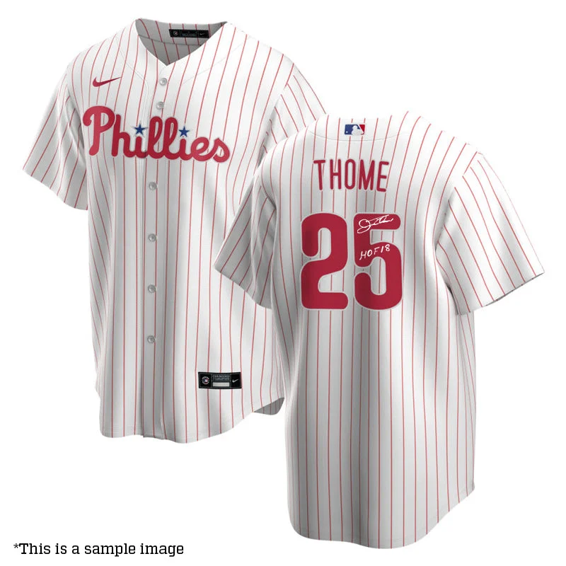 Minimal Style Jim Thome Autographed "HOF 18" Phillies Authentic White Jersey